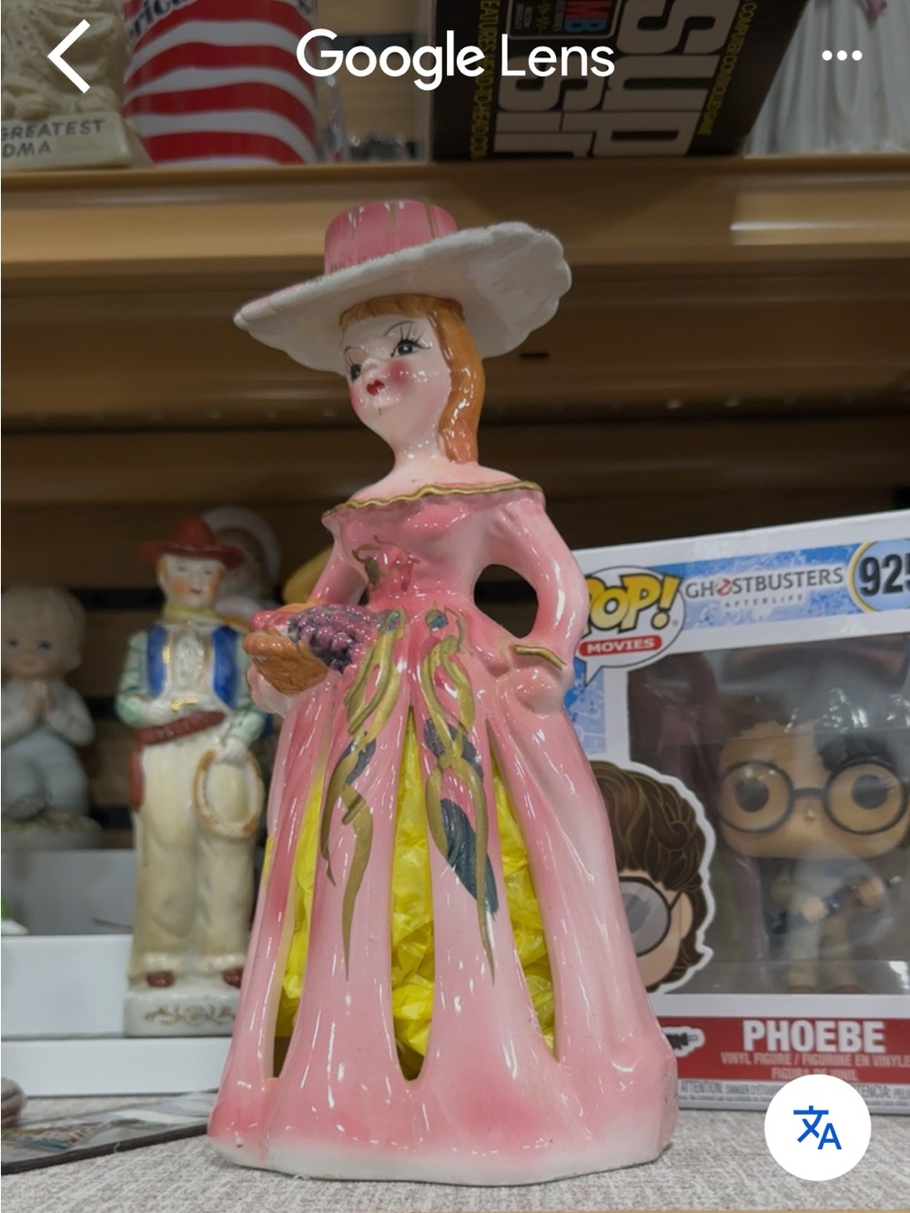 Vintage Pink Ceramic Lady Figurine by